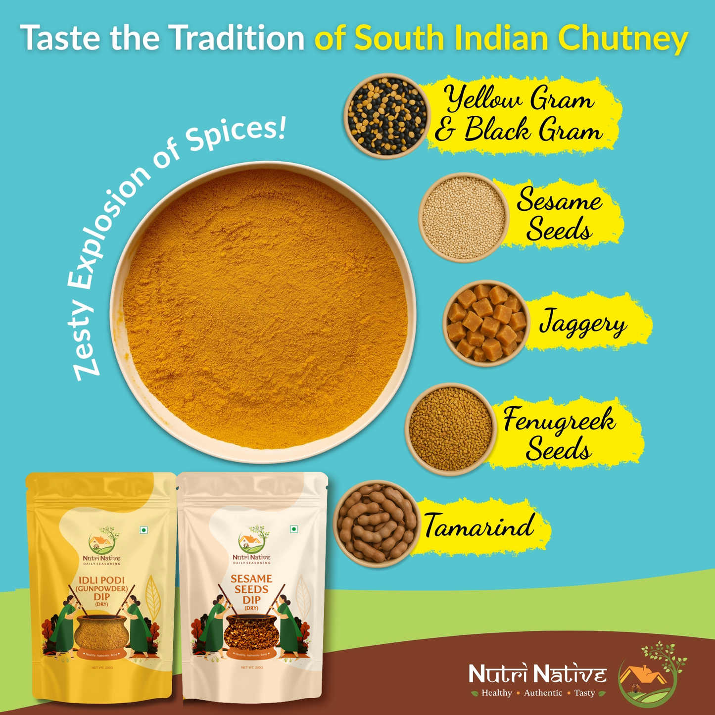 NutriNative COMBO 4: Idli Podi Dip & Sesame Seeds Dip Combo
