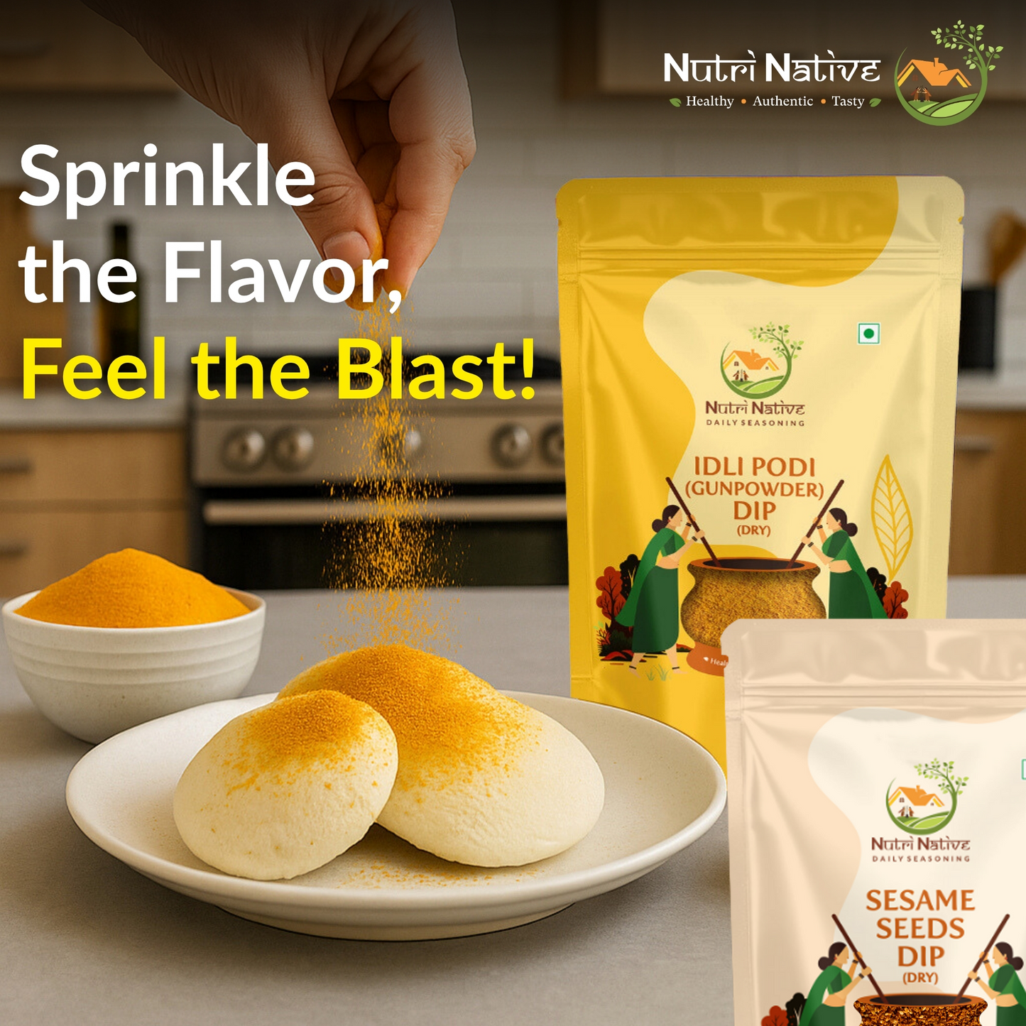 NutriNative COMBO 4: Idli Podi Dip & Sesame Seeds Dip Combo