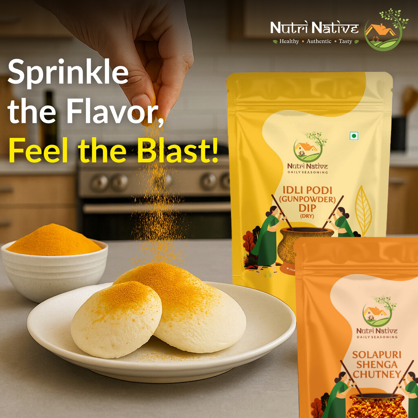 NutriNative COMBO 5: Idli Podi Dip + Solapuri Shenga Chutney Combo