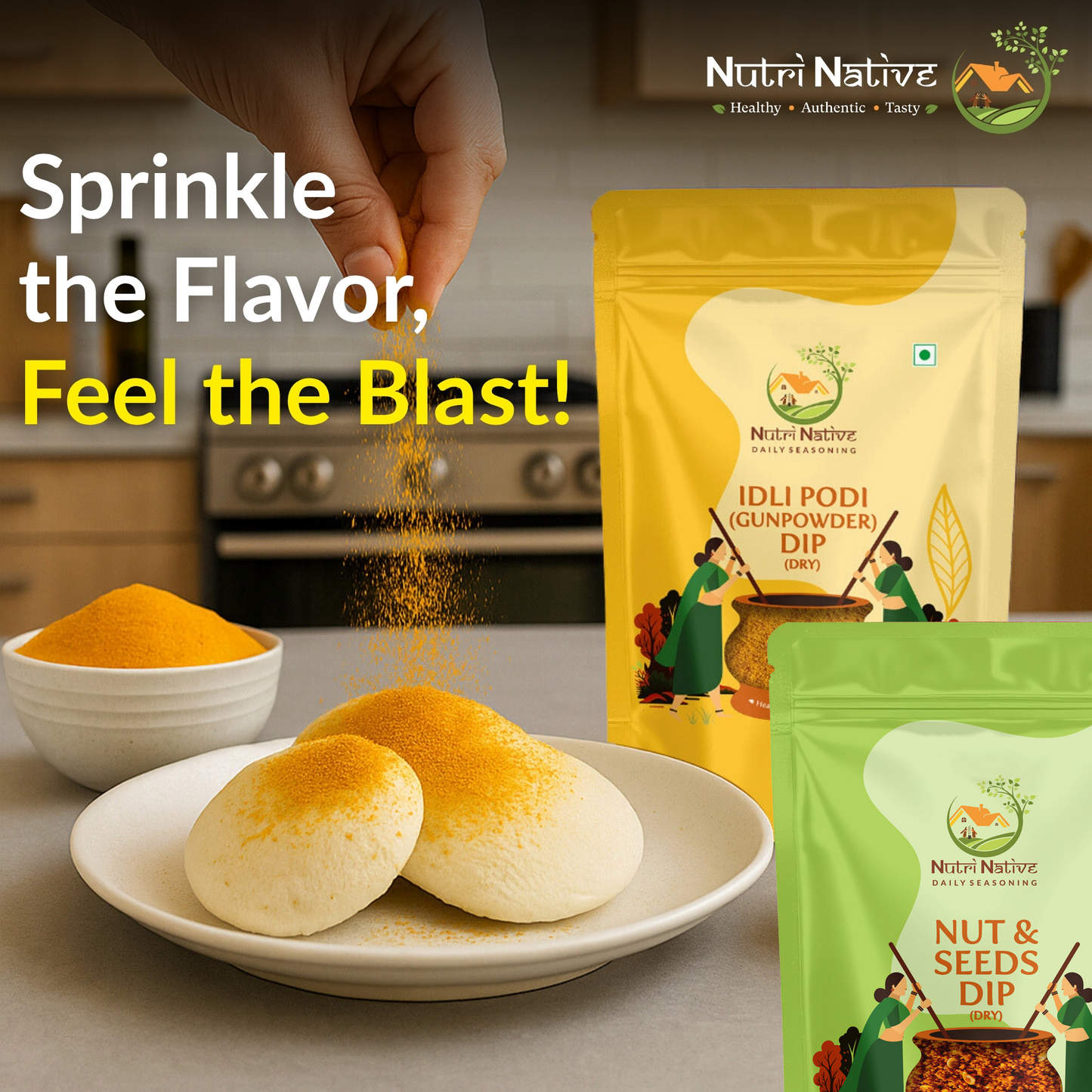 NutriNative COMBO 2: Nut & Seeds Dip + Idli Podi Dip Combo