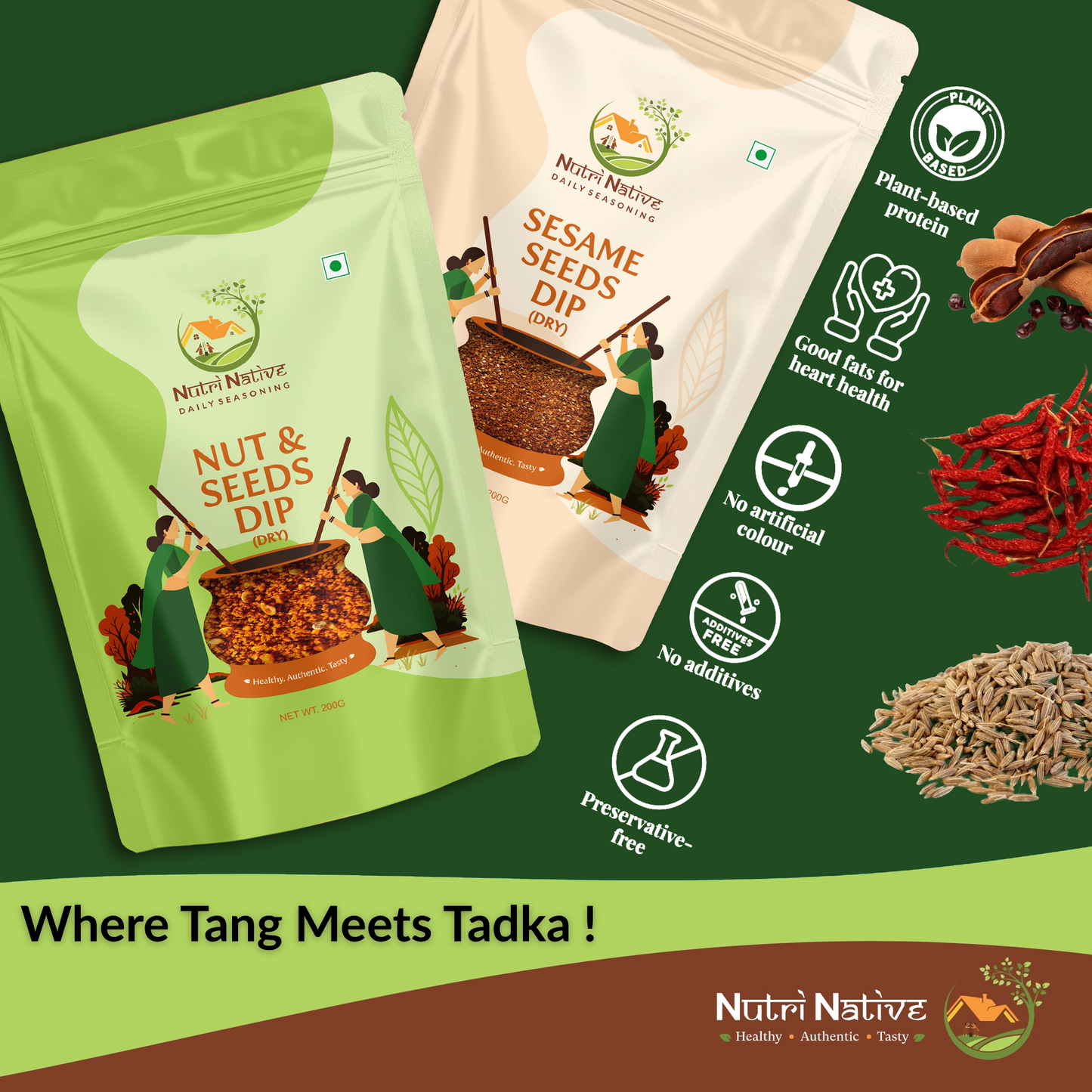 NutriNative Combo 3: Nut & Seeds Dip + Sesame Seeds Dip Combo