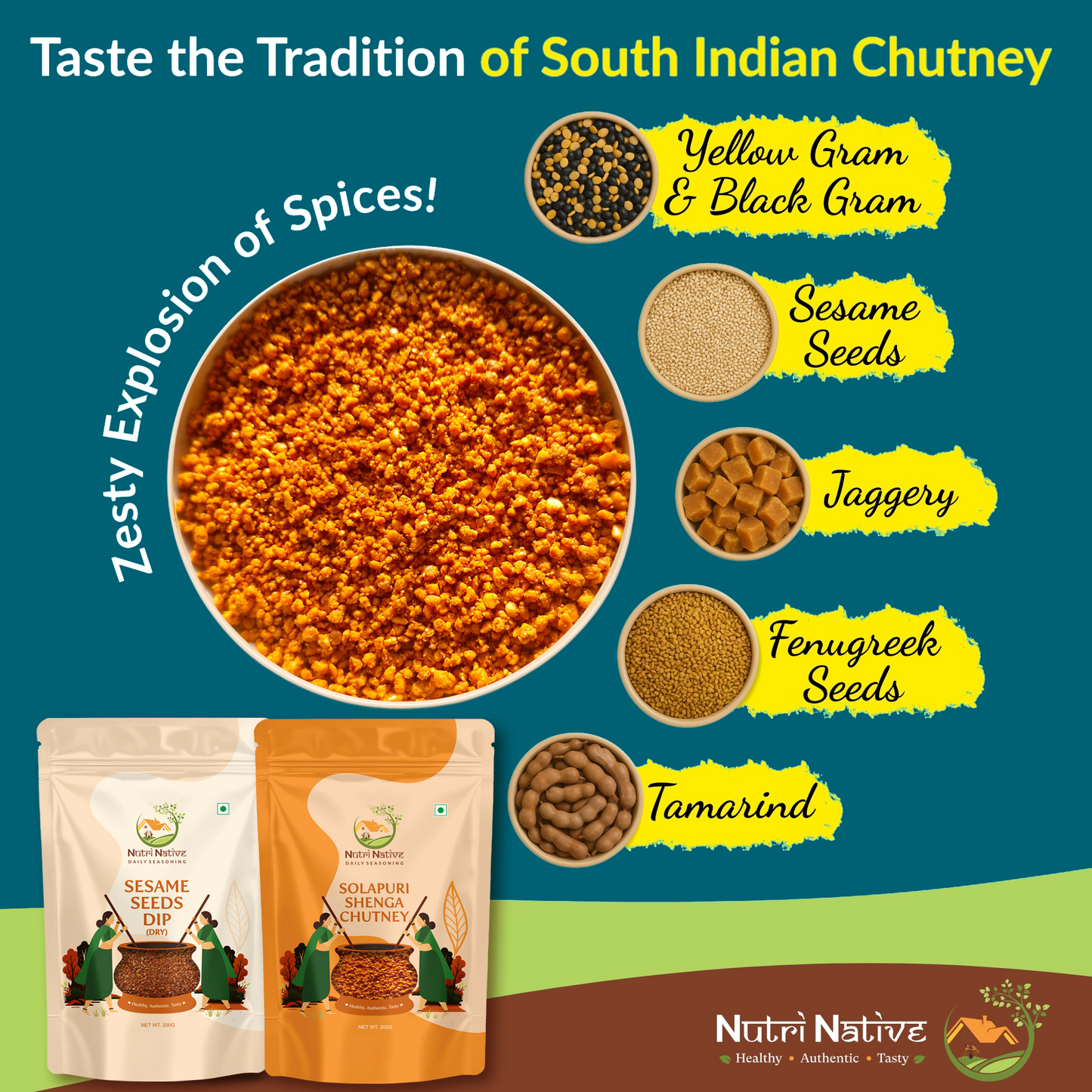 NutriNative COMBO 6: Sesame Seeds Dip + Solapuri Shenga Chutney
