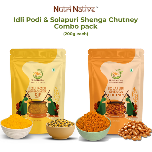 NutriNative COMBO 5: Idli Podi Dip + Solapuri Shenga Chutney Combo
