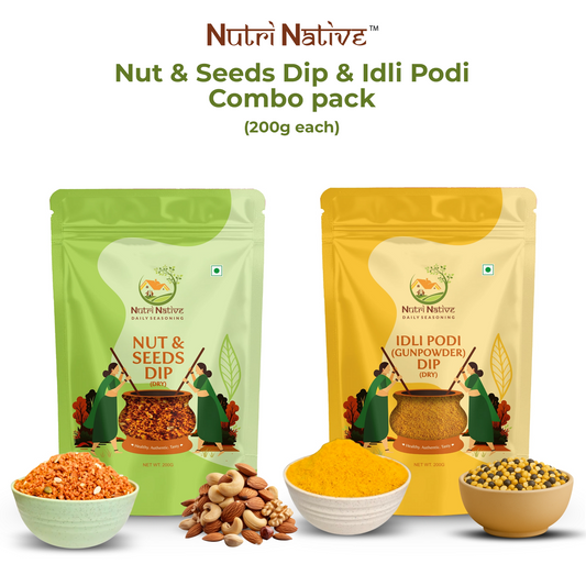 NutriNative COMBO 2: Nut & Seeds Dip + Idli Podi Dip Combo
